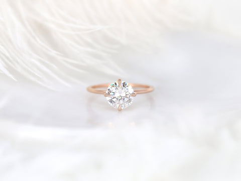 2ct Rowan 8mm 14kt Gold Moissanite Kite Set Round Solitaire Ring - Rosados Box