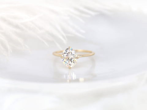 2ct Rosalita 9x7mm 14kt Gold Moissanite Talon Prong Oval Solitaire Ring - Rosados Box