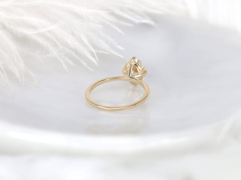 2ct Rosalita 9x7mm 14kt Gold Moissanite Talon Prong Oval Solitaire Ring - Rosados Box