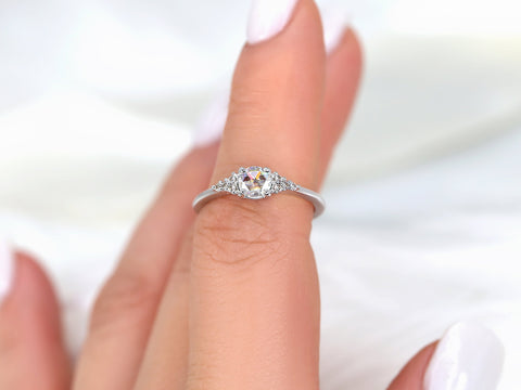 Malia 5mm 14kt Gold Rose Cut Moissanite Diamonds Dainty Cluster Ring - Rosados Box