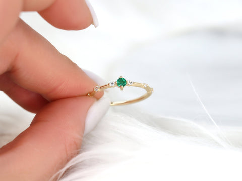 Cosmo 3mm 14kt Gold Birthstone Ring,Dainty Birthday Ring,Birthstone Jewelry,Unique Cluster Ring,Birthday Gift,Gift For Her,Emerald Ring