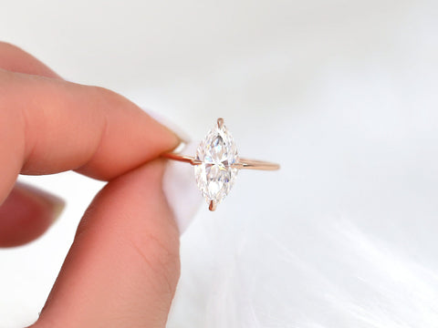 2.80ct Raven 14x7mm & Callisto 14kt Gold Moissanite Marquise Solitaire Bridal Set - Rosados Box