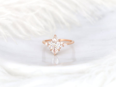 1.75ct Petite Meadow 12x6mm 14kt Gold Moissanite Diamonds Marquise Cluster Ring - Rosados Box