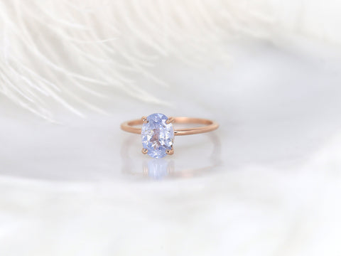 1.94ct Ready to Ship Layla 14kt Rose Gold Cornflower Galaxy Sapphire Minimalist Oval Solitaire Engagement Ring - Rosados Box