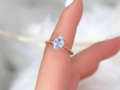 1.94ct Ready to Ship Layla 14kt Rose Gold Cornflower Galaxy Sapphire Minimalist Oval Solitaire Engagement Ring - Rosados Box