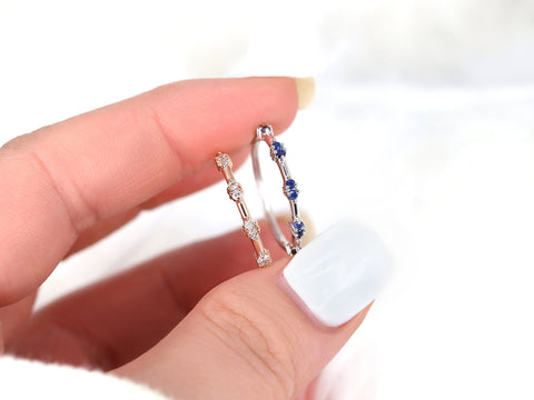 Dottie 14kt Gold Blue Sapphire HALFWAY Eternity Ring - Rosados Box