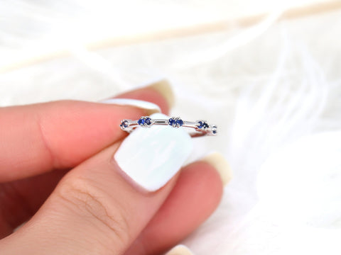 Dottie 14kt Gold Blue Sapphire HALFWAY Eternity Ring - Rosados Box