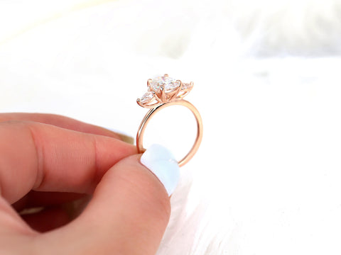 2ct Enya 9x7mm 14kt Rose Gold Moissanite Diamond 3 Stone Oval Engagement Ring,Three Stone Oval Ring,Unique Oval Ring,Anniversary Gift