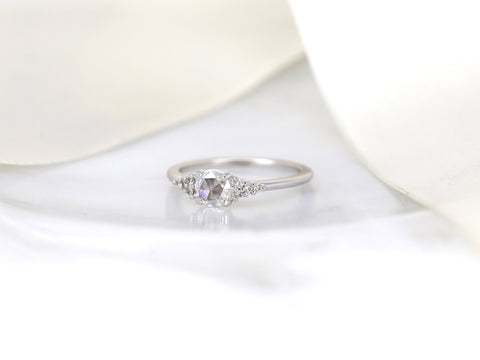 Malia 5mm 14kt Gold Rose Cut Moissanite Diamonds Dainty Cluster Ring - Rosados Box