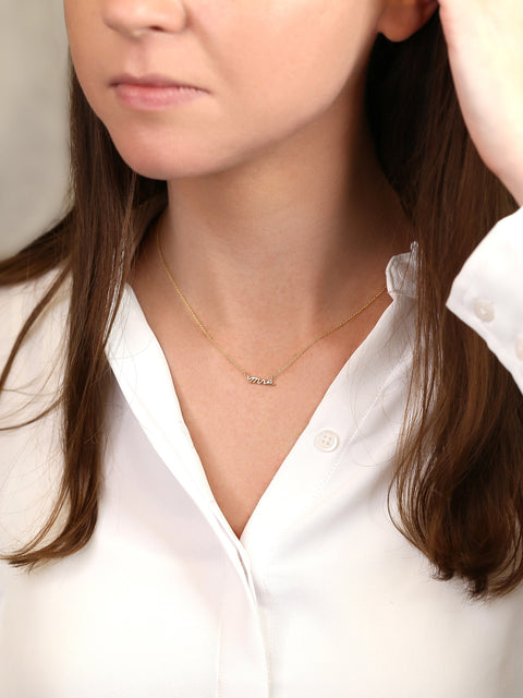 Mrs 14kt Solid Gold Dainty Minimalist Necklace - Rosados Box