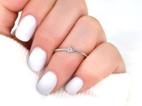 Uno 14kt White Gold Diamond Ring - Rosados Box