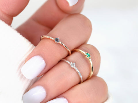 Uno 14kt Gold Green Emerald Ring - Rosados Box