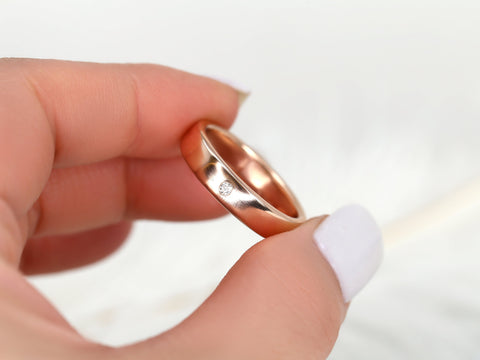 Dexter 5mm 14kt Gold Diamond Rounded Pipe Men's Band - Rosados Box