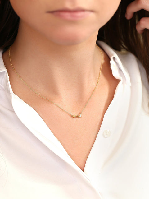 Mrs 14kt Solid Gold Dainty Minimalist Necklace - Rosados Box