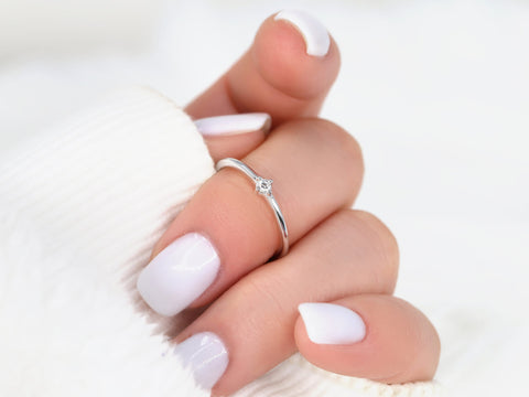 Uno 14kt White Gold Diamond Ring - Rosados Box