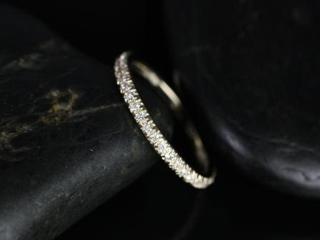 14kt Yellow Gold Matching Band to Pernella/Chantelle/Mariah Dainty Minimalist Diamond Pave ALMOST Eternity Ring - Rosados Box