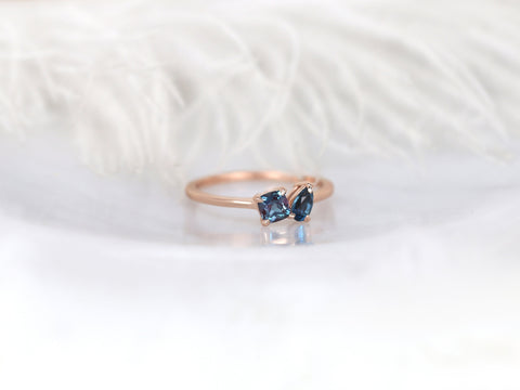 0.65cts Gemella 5x3mm + 4mm 14kt Gold Alexandrite Topaz Toi Et Moi Ring - Rosados Box