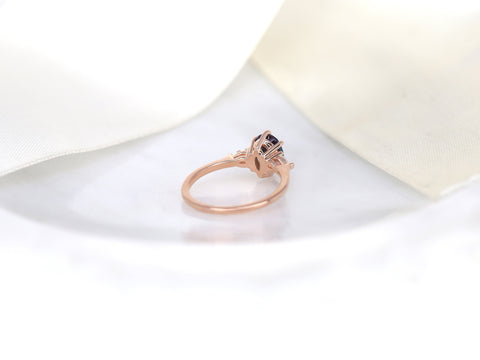 Kinsley 8x6mm 14kt Gold Alexandrite Diamonds Three Stone Oval Ring - Rosados Box