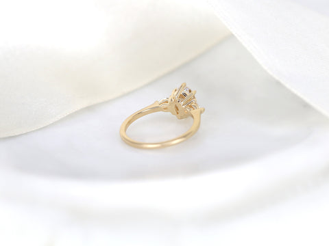 1.50cts Kinsley 8x6mm 14kt Gold Moissanite Diamond Three Stone Oval Ring - Rosados Box