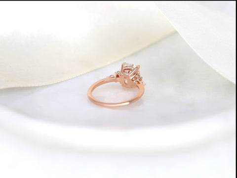 2.30ct Petite Tinsley 9x7mm 14kt Gold Moissanite Diamond Cushion Cluster Ring - Rosados Box