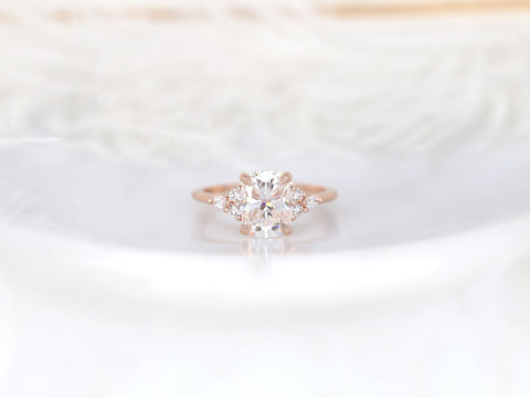 2.30ct Petite Tinsley 9x7mm 14kt Gold Moissanite Diamond Cushion Cluster Ring - Rosados Box