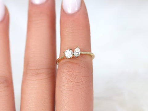 0.50ct Gemella 5x3mm + 4mm 14kt Gold Diamond Toi Et Moi Ring - Rosados Box