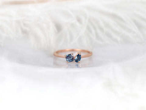 0.65cts Gemella 5x3mm + 4mm 14kt Gold Alexandrite Topaz Toi Et Moi Ring - Rosados Box