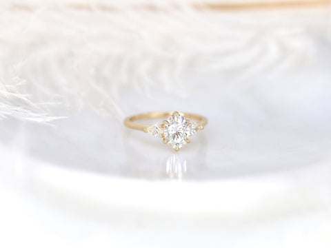 1.50cts Kinsley 8x6mm 14kt Gold Moissanite Diamond Three Stone Oval Ring - Rosados Box