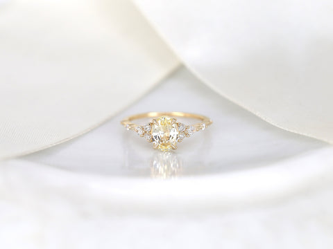 1.38ct Ready to Ship Aspen 14kt Gold Champagne Sapphire Diamond Oval Cluster Ring - Rosados Box