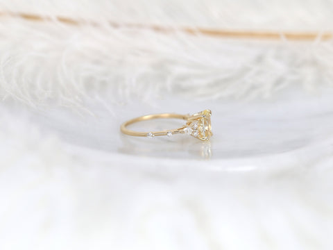 1.38ct Ready to Ship Aspen 14kt Gold Champagne Sapphire Diamond Oval Cluster Ring - Rosados Box