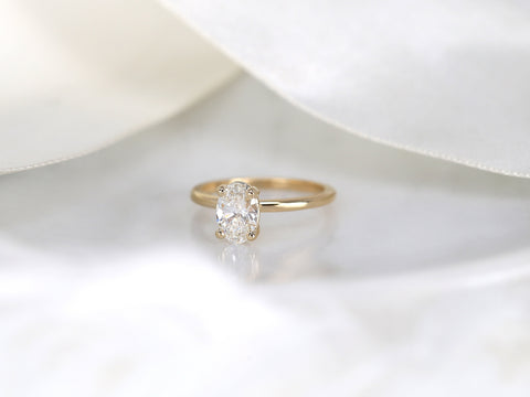 1.01cts Dakota 14kt Gold Diamond Minimalist Oval Solitaire Ring - Rosados Box