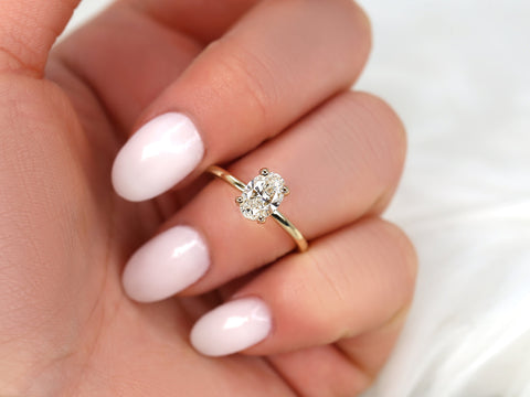 1.01cts Dakota 14kt Gold Diamond Minimalist Oval Solitaire Ring - Rosados Box