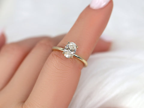 1.01cts Dakota 14kt Gold Diamond Minimalist Oval Solitaire Ring - Rosados Box