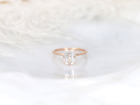 1.75cts Ruth 8x6mm 14kt Rose Gold Moissanite Emerald Cut Solitaire Ring - Rosados Box