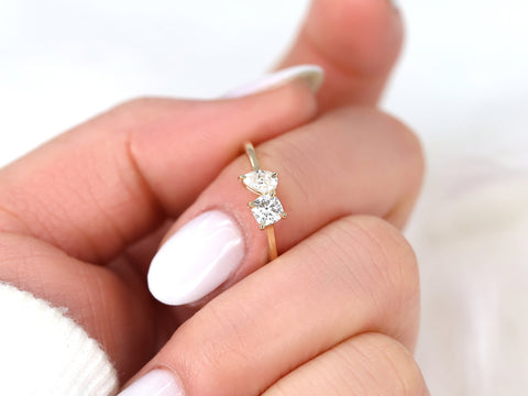 0.50ct Gemella 5x3mm + 4mm 14kt Gold Diamond Toi Et Moi Ring - Rosados Box