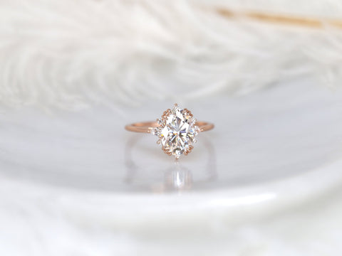 2.50ct Elsa 10x7mm 14kt Moissanite Diamonds Cluster Ring - Rosados Box