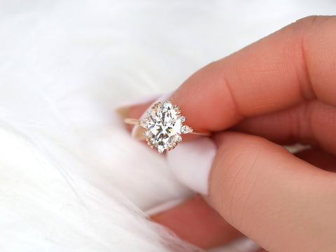 2.50ct Elsa 10x7mm 14kt Moissanite Diamonds Cluster Ring