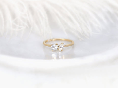 0.50ct Gemella 5x3mm + 4mm 14kt Gold Diamond Toi Et Moi Ring - Rosados Box