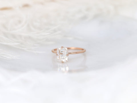 1.75cts Ruth 8x6mm 14kt Rose Gold Moissanite Emerald Cut Solitaire Ring - Rosados Box