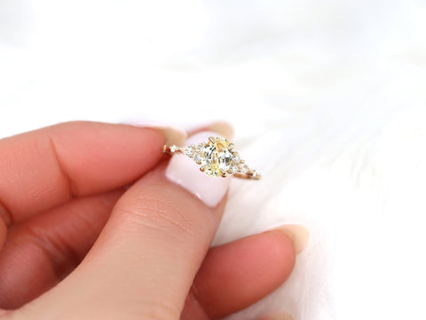 1.38ct Ready to Ship Aspen 14kt Gold Champagne Sapphire Diamond Oval Cluster Ring - Rosados Box