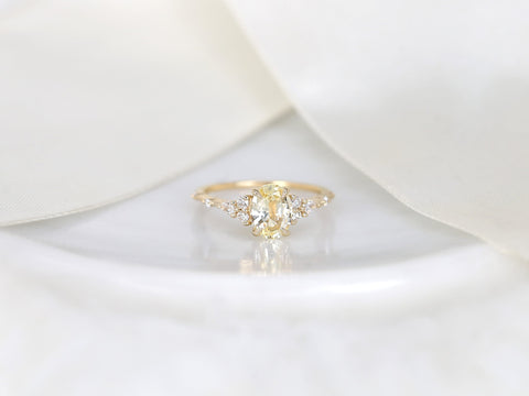 1.38ct Ready to Ship Aspen 14kt Gold Champagne Sapphire Diamond Oval Cluster Ring - Rosados Box