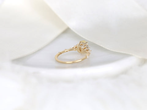 1.38ct Ready to Ship Aspen 14kt Gold Champagne Sapphire Diamond Oval Cluster Ring - Rosados Box