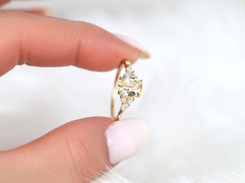 1.38ct Ready to Ship Aspen 14kt Gold Champagne Sapphire Diamond Oval Cluster Ring - Rosados Box