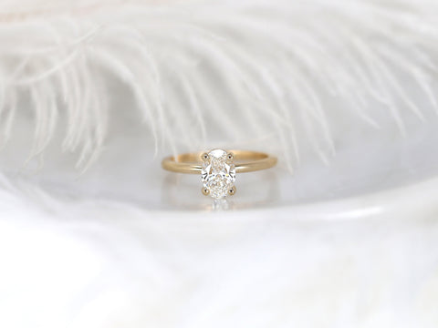 1.01cts Dakota 14kt Gold Diamond Minimalist Oval Solitaire Ring - Rosados Box