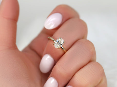 1.01cts Dakota 14kt Gold Diamond Minimalist Oval Solitaire Ring - Rosados Box