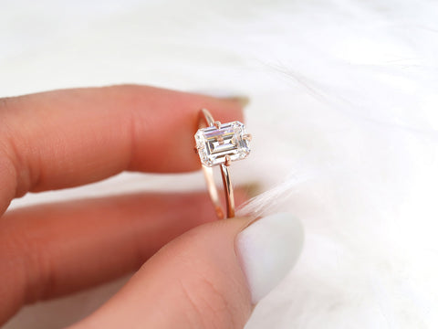 1.75cts Ruth 8x6mm 14kt Rose Gold Moissanite Emerald Cut Solitaire Ring - Rosados Box
