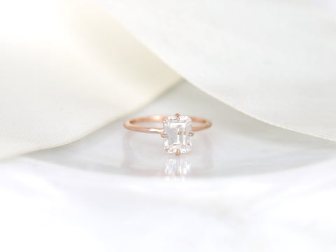 1.75cts Ruth 8x6mm 14kt Rose Gold Moissanite Emerald Cut Solitaire Ring - Rosados Box