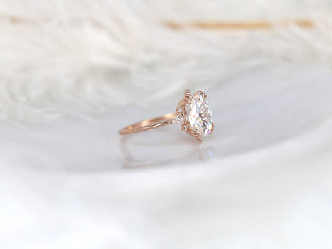 2.50ct Elsa 10x7mm 14kt Moissanite Diamonds Cluster Ring - Rosados Box