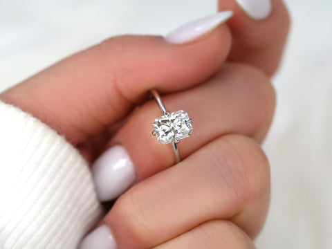 1.75cts Rita 8x6mm 14kt Gold Moissanite Kite Set Radiant Cut Solitaire Ring - Rosados Box