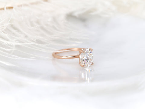 3ct Dakota 10x8mm 14kt Rose Gold Moissanite 4 Prong Oval Engagement Ring